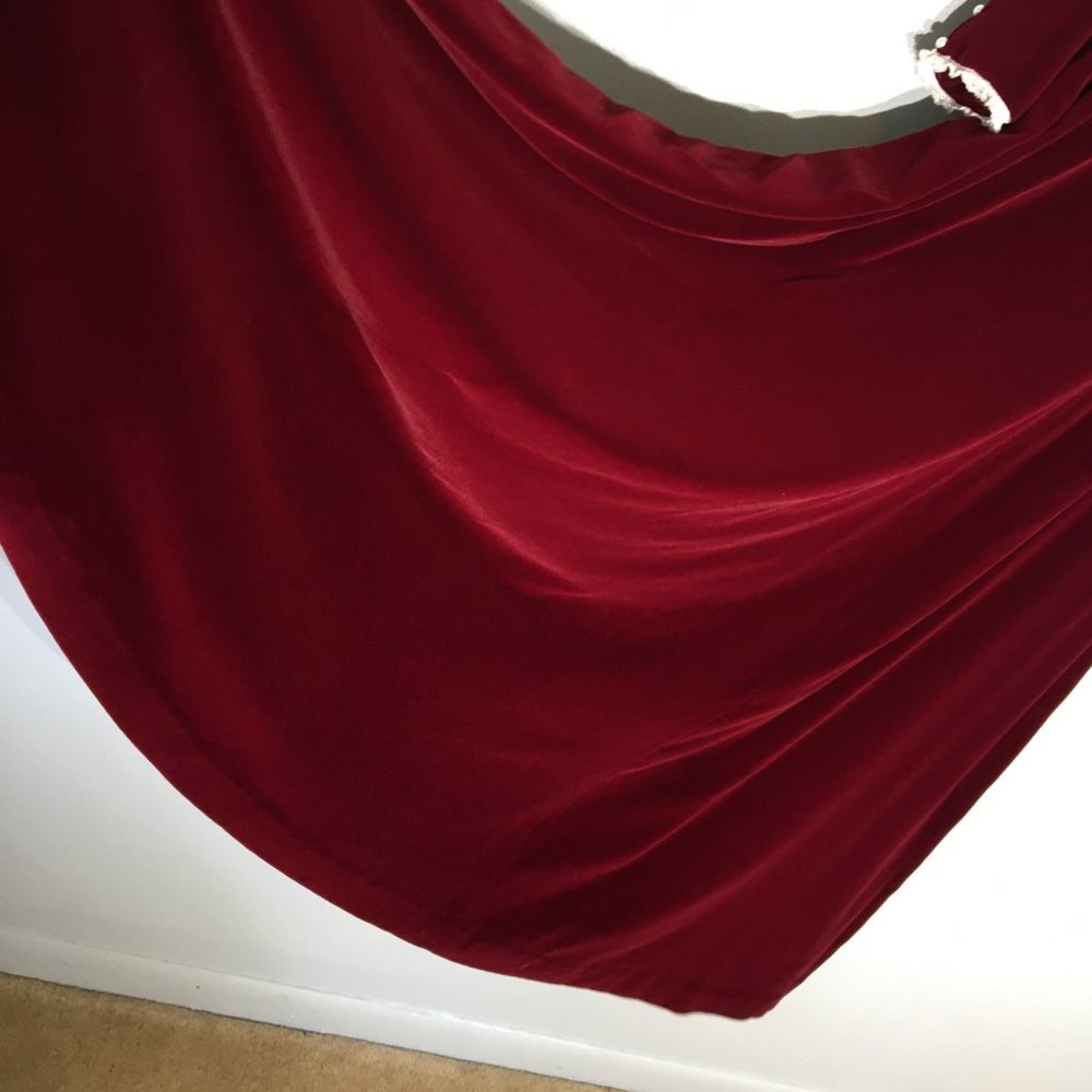 Vintage 60s 70s Victorian Velvet Maroon Maxi Dress, High Lace Neck, Steampunk - Picture 8 of 11